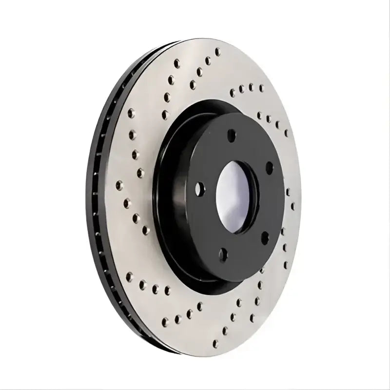 StopTech 128.62058L cross drilled rotor with silver Brembo GT-R design