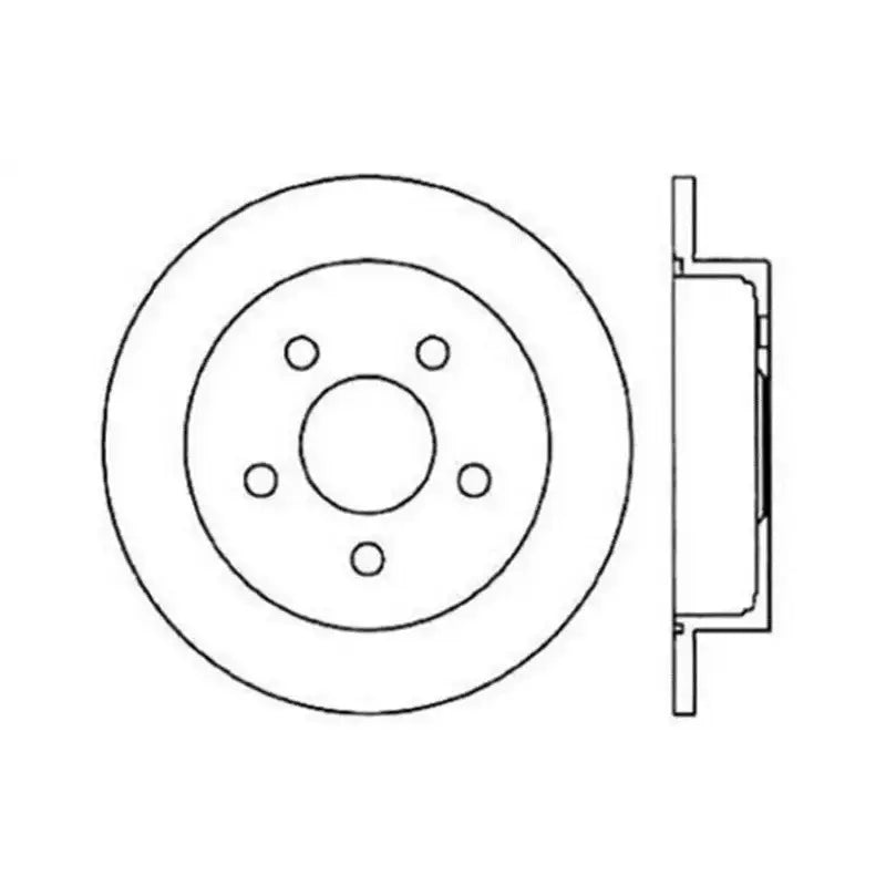 Black Stop Tech cross drilled rotor with silver mounting holes and caliper bracket