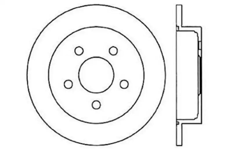 Black Stop Tech cross drilled rotor with silver mounting holes and caliper bracket