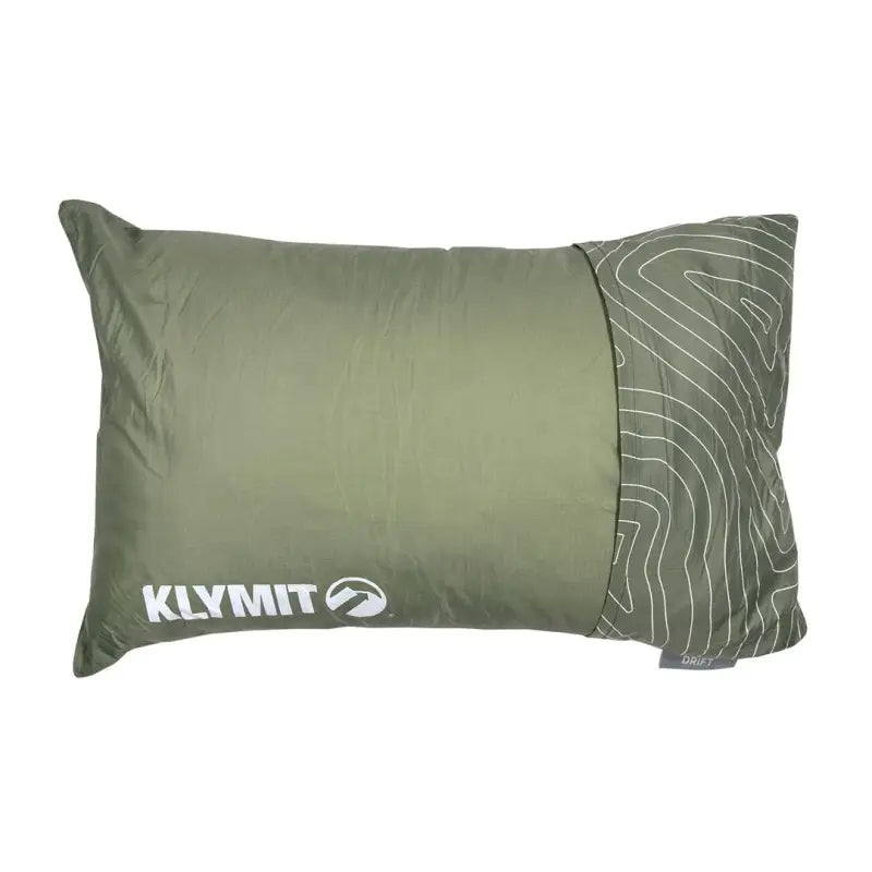 Olive green camping pillow with topographic pattern from 12DRGR01D Klymit Pillows series