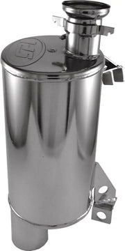 Polished stainless steel coolant overflow tank for 131-152 Lightweight Silencer muffler