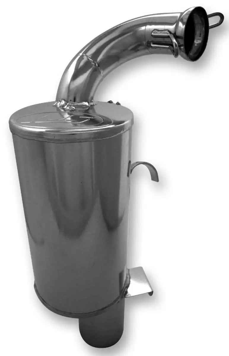 Polished stainless steel lightweight silencer muffler with curved outlet pipe for cars