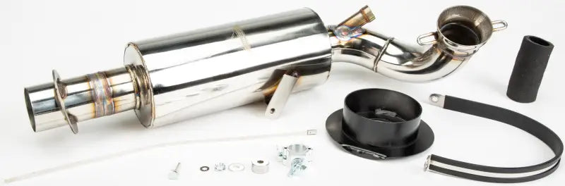 Stainless steel lightweight muffler carbon pol kit with mounting hardware for car exhaust