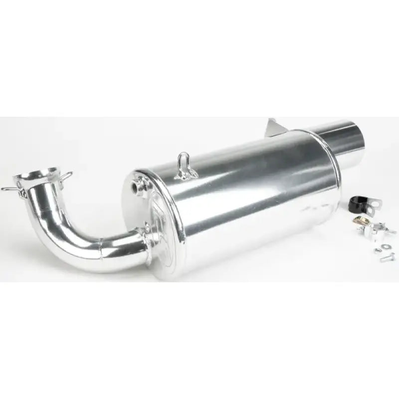 Polished chrome Straightline Lightweight Muffler with mounting hardware for weight loss
