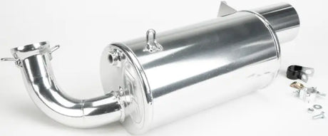 Polished chrome Straightline Lightweight Muffler with mounting hardware for weight loss
