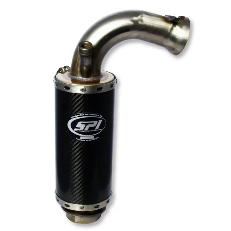 Black carbon fiber lightweight silencer with curved polished metal pipe for motorcycles