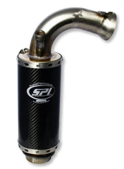Black carbon fiber lightweight silencer with curved polished metal pipe for motorcycles