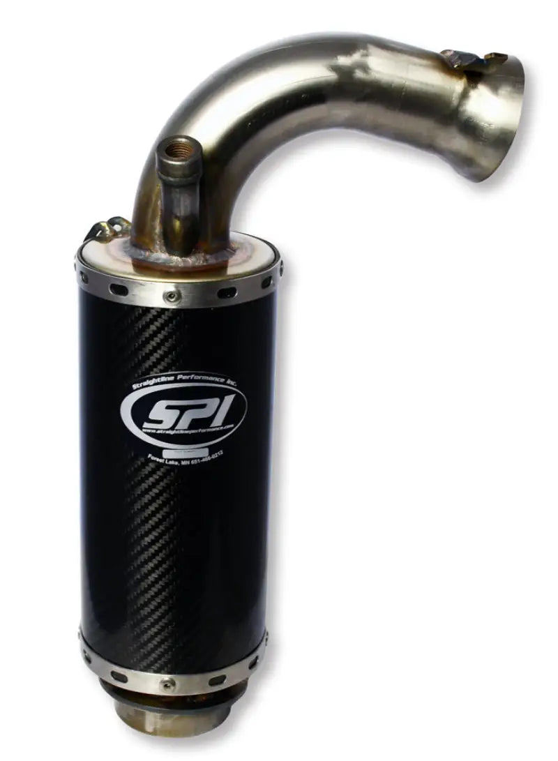 Black carbon fiber lightweight silencer with curved polished metal pipe for motorcycles