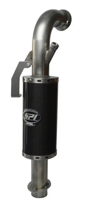 Lightweight silencer with carbon fiber body and angled inlet for high performance