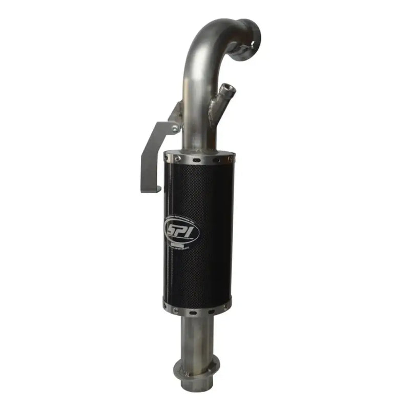 Lightweight silencer with carbon fiber body and angled inlet for high performance