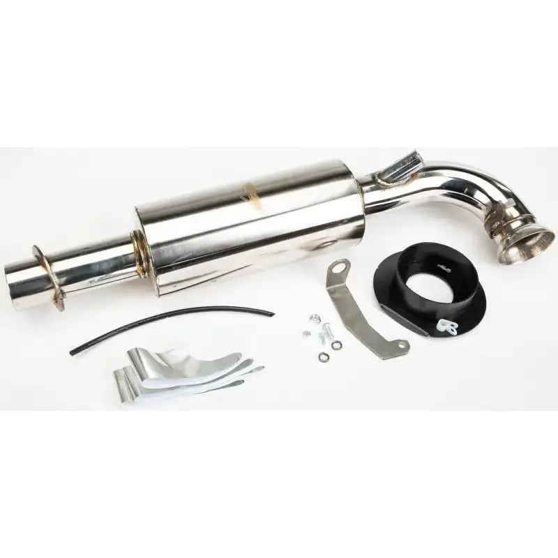 Stainless steel exhaust muffler with mounting hardware for straightline stainless muffler upgrade