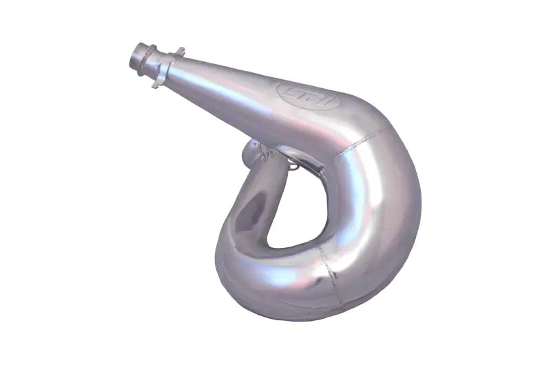 Shiny silver single pipe ceramic exhaust with curved design for 134-192 Single Pipe Ceramic S D