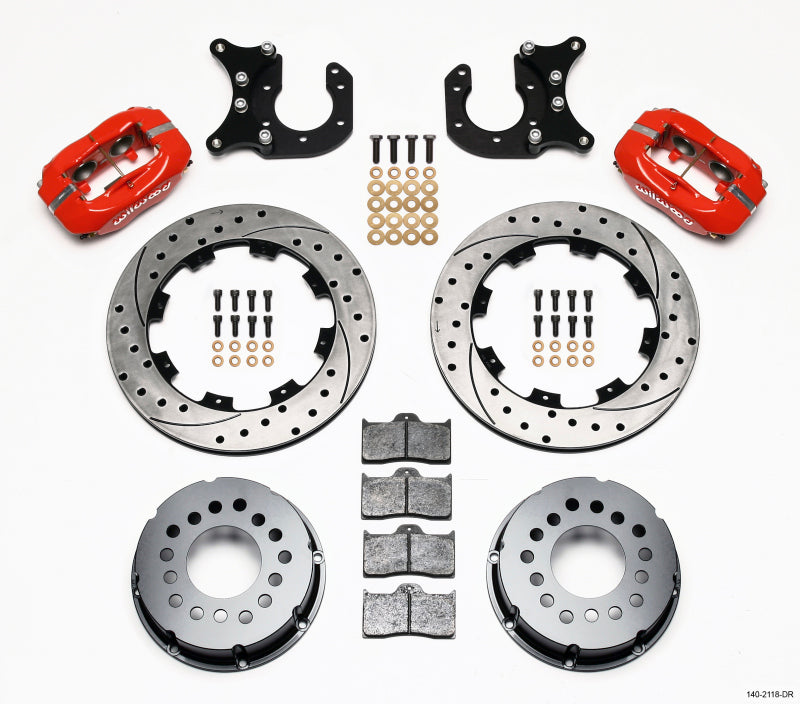 Wilwood 140-2118-DR Wilwood Forged Dynalite P/S Rear Kit Drilled Red New Big Ford 2.50in Offset