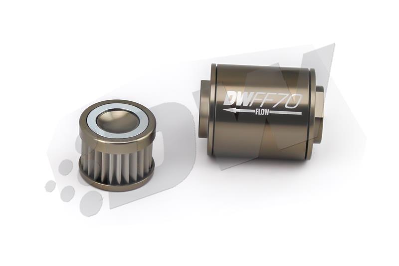 DeatschWerks 8-03-070-010K DeatschWerks Stainless Steel 8AN 10 Micron Universal Inline Fuel Filter Housing Kit (70mm)