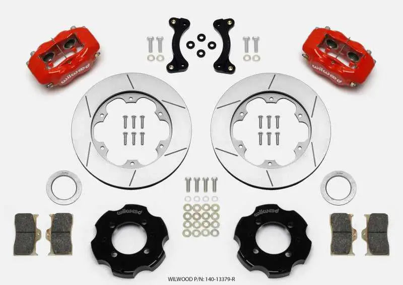 Wilwood 140-13379-R Wilwood Forged Dynalite Front Hat Kit 11.00in GT Rotor Red 95-05 Miata