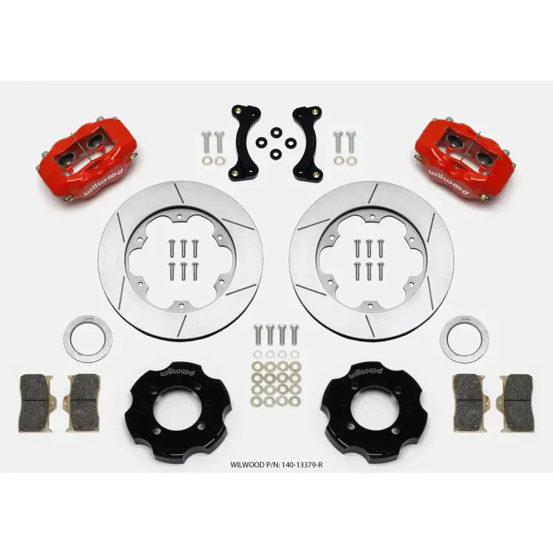 Wilwood 140-13379-R 140-13379-R Wilwood Forged Dynalite Front Hat Kit 11.00in GT Rotor Red 95-05 Miata