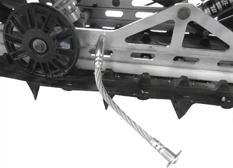 Snowmobile ice scratchers attached to the track, part of the 1401-HR Hi Roller Ice Scratchers Pair