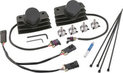 Motorcycle cooling fan kit with wiring harnesses and mounting hardware for Stealth Supercoil