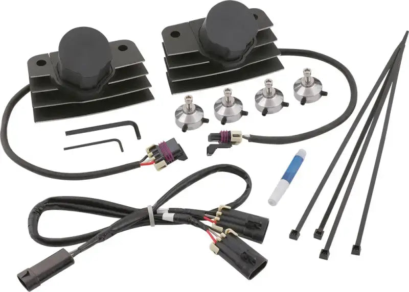 Motorcycle auxiliary lighting kit with heat sinks wiring and mounting for Stealth Supercoil