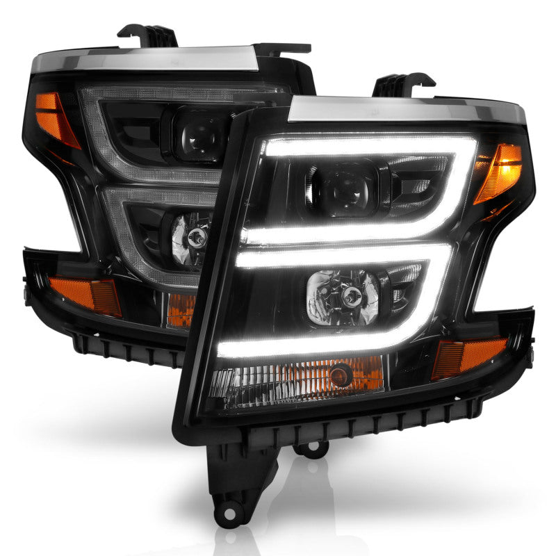 ANZO 111492 ANZO 2015-2020 Chevy Tahoe Projector Headlights Plank Style Black w/DRL
