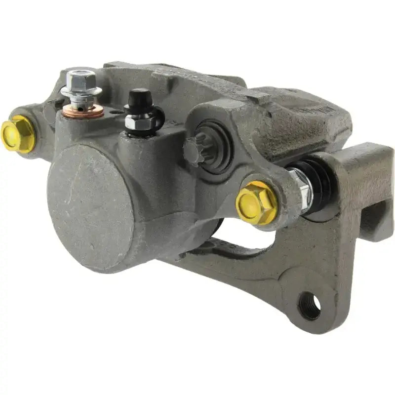 Gray metal brake caliper from Stop Tech, semi-loaded brake caliper for better stopping power