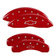 MGP 14252SBOWRD MGP 4 Caliper Covers Engraved F & R Bowtie Red Finish Silver Char 2019 Chevrolet Silverado 1500
