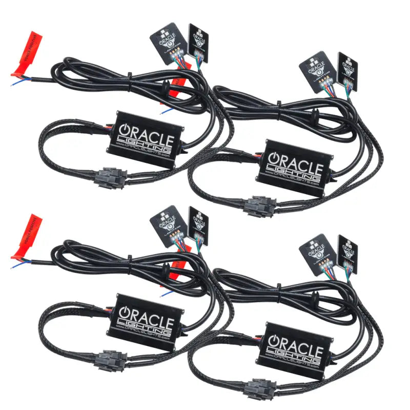 Four sets of black Oracle Lighting wiring harnesses for Light Demon Eye upgrade Maverick 21 RGBW-RF