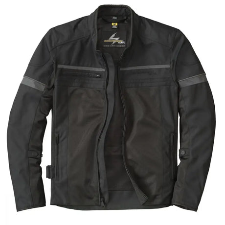 Black motorcycle jacket from Scorpion Exo Cargo Air Jacket Blue Lg collection