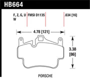 Hawk Performance HB664G.634 Hawk 05-08 Porsche 911 Carrera / 08 Boxster / 07-08 Cayman Front DTC-60 Brake Pads