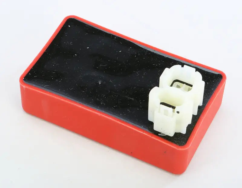 Red and black Ricks Cdi Box Electronic Control Unit with white connectors