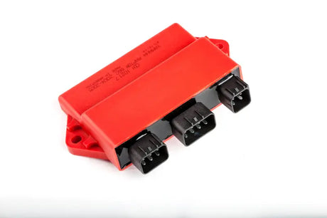 Red CDI box with three black connectors, perfect RV parts & accessories or truck parts