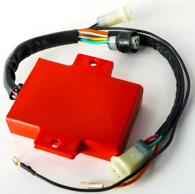 Red CDI box with wiring harness for truck parts & accessories, 15-429 Cdi Box