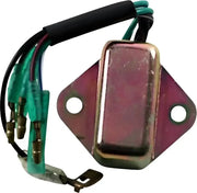 Gold-colored voltage regulator for Ricks CDI Box with mounting bracket and wires