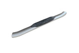 Silver vehicle running board with black textured step pad for Raptor 4 Curved SS Oval Step Bars