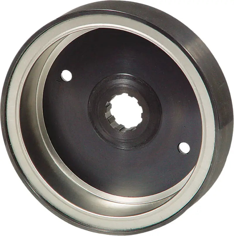 Black and silver electric rotor flywheel with splined center hole for RV and truck parts