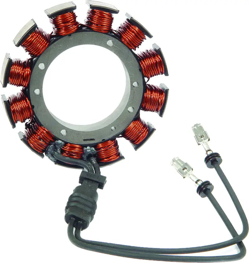 Motorcycle stator with copper windings, wire leads for 152110 38 Amp Touring amp touring