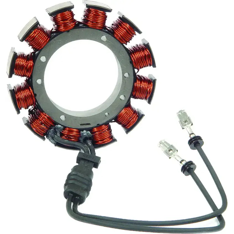 Motorcycle stator with copper windings, wire leads for 152110 38 Amp Touring amp touring