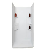 15228 Icon Shower Surround Kit for RV Camper Trailer Rectangular Shower, featuring white trimmable panels, built-in corner shelves, and modern design from Icon.