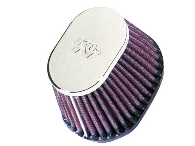 K&N Engineering RC-0981 K&N Uni Chrome Oval Tapered Filter 2.125in FlgID x 4inB OL x 3inB OW x 3inT OL x 2inT OW x 2.75in H