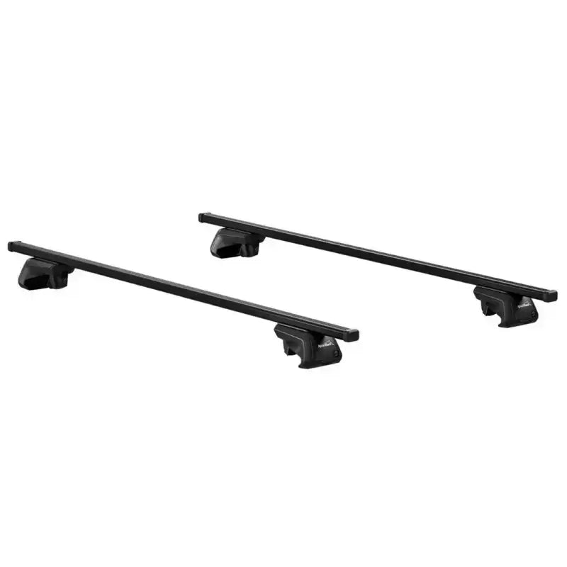 Two black car roof racks.
