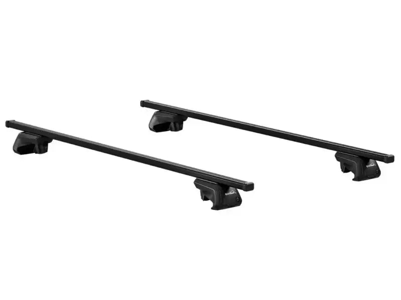 Two black car roof racks.