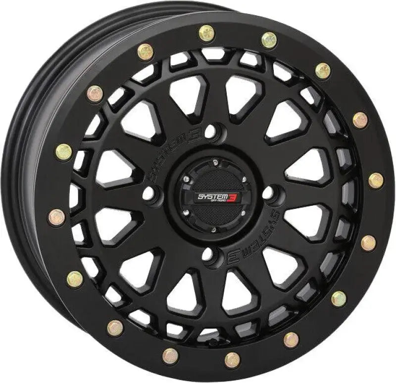 15S3-6536 System 3 Sb6 Bl Wheel 15X7 4+3 (+10Mm) 4/137 Matte Black - RV and Auto Parts