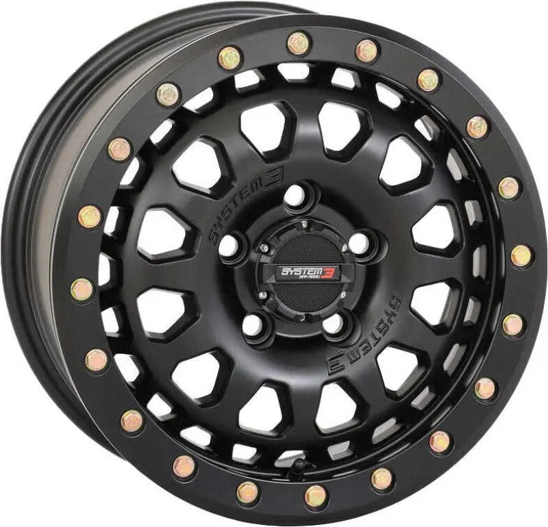 15S3-6544 System 3 Sb6 Bl Wheel 15X7 4+3 (+10Mm) 5/4.5 Matte Black - RV and Auto Parts