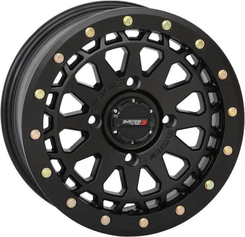 15S3-6555 System 3 Sb6 Bl Wheel 15X7 4+3 (+10Mm) 4/156 Matte Black - RV and Auto Parts