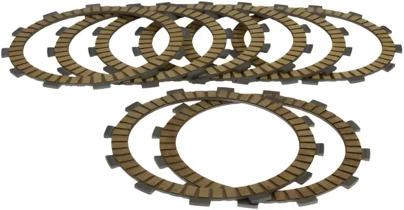 Stack of motorcycle clutch plates from Prox Complete Clutch Plate Set Hon