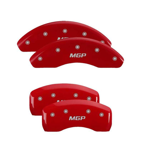 MGP 16238SMGPRD MGP 4 Caliper Covers Engraved Front & Rear MGP Red Finish Silver Characters for 2018 Toyota Camry