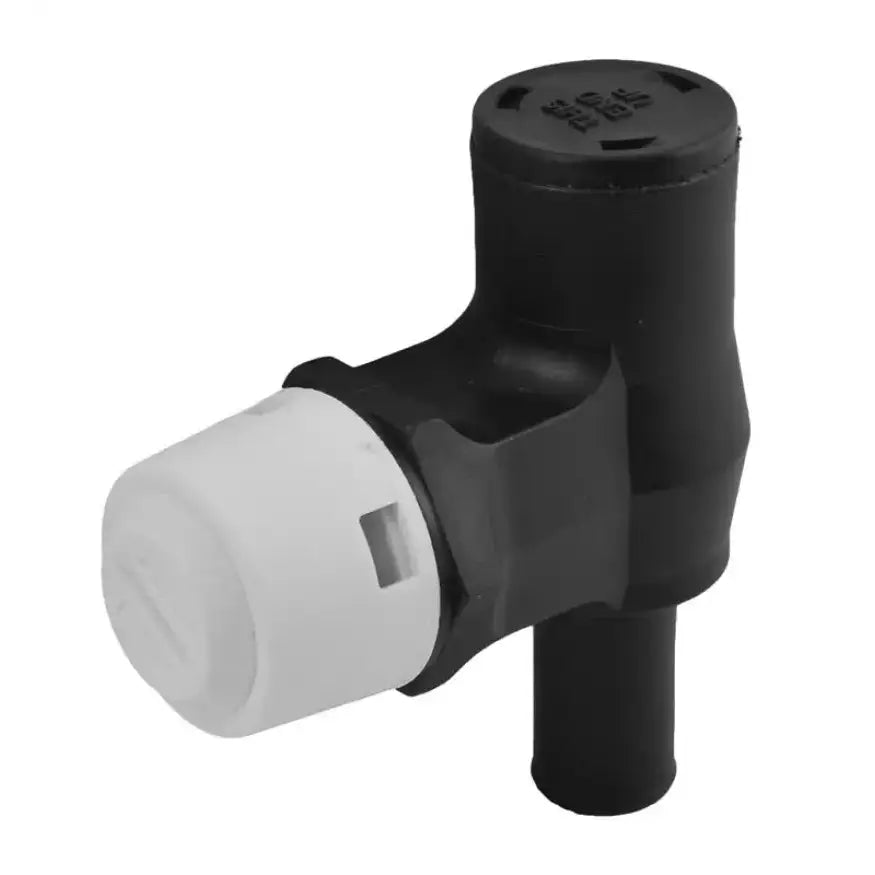 Black and white plastic marine vent-fuel valve for boat fuel tanks, model 1671-1 Attwood
