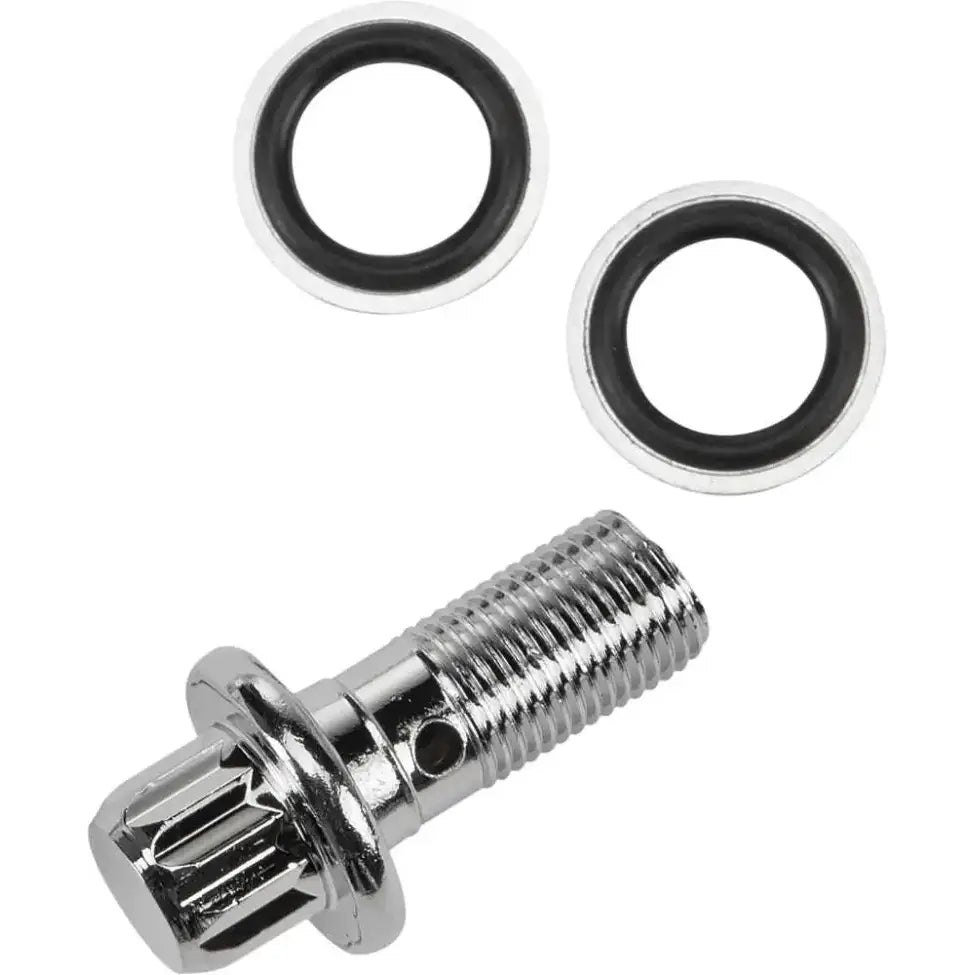 HARDDRIVE 17-0086 Banjo Bolts 12 Pt Kit Chrome Oe#41739 84