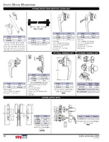 Swing door hardware catalog featuring 17-71K Strybuc push button latch with key in black