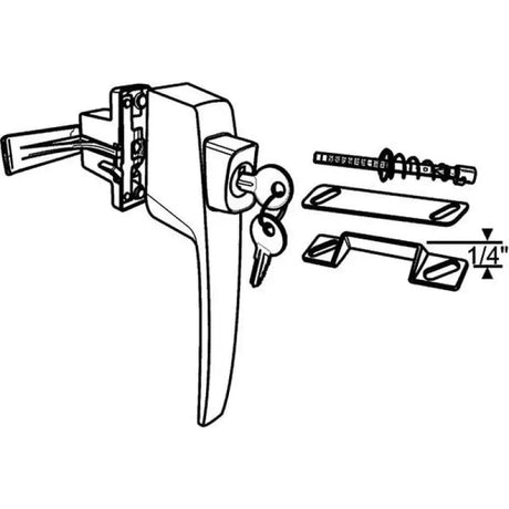 Locking door handle with keys and hardware for 17-71K Strybuc Push Button Latch Black